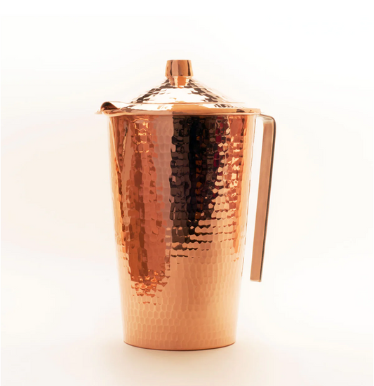 Copper Water Pitcher with Lid