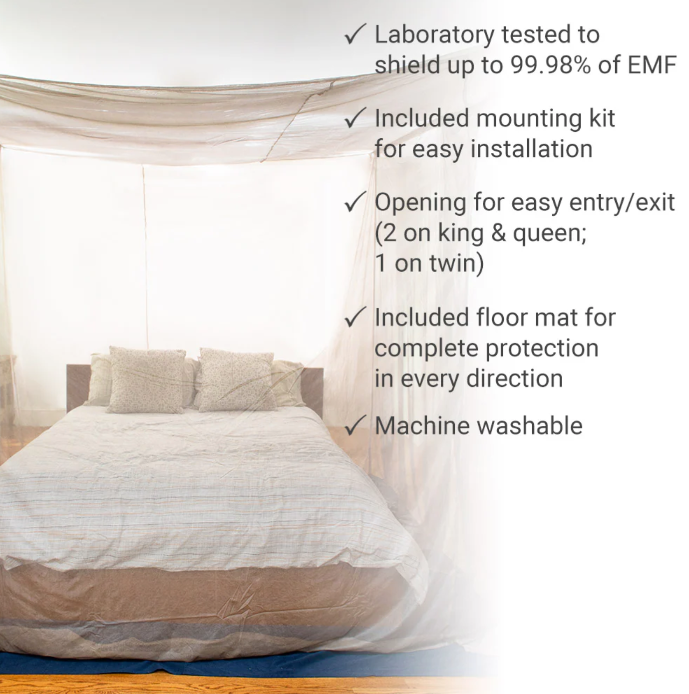 Faraday Bed Canopy EMF Protection