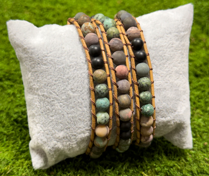 African Turquoise and Picasso Jasper Bracelet