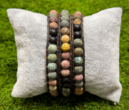 African Turquoise and Picasso Jasper Bracelet